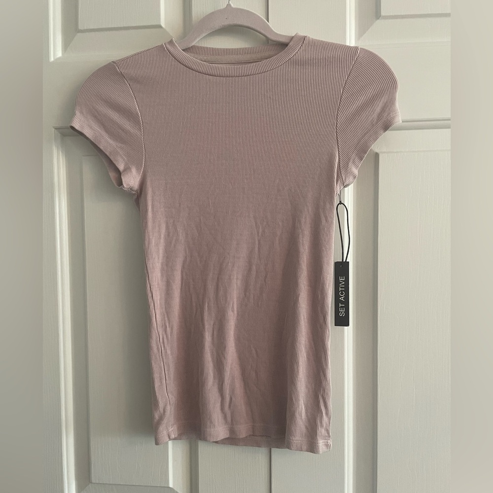 Ribbed Tee T-Shirt Dusty Pink Small